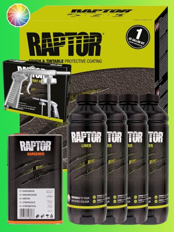 U-POLのRAPTOR LINER ティンタブル４L 塗装ガンセット Amazon.co.jp: U-POL Raptor ティンタブル ウレタン スプレー式