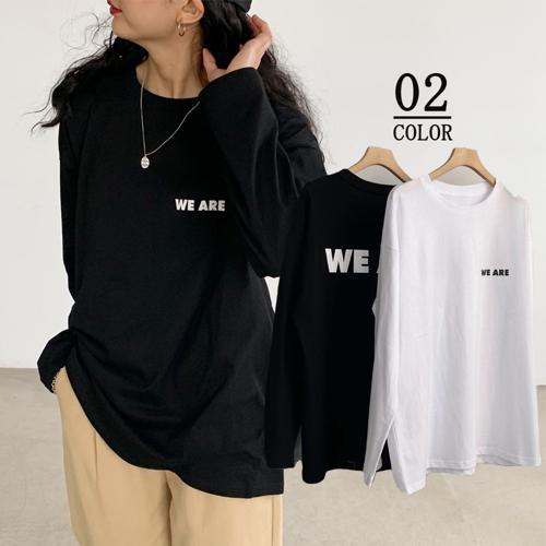 Tシャツ レディーストップス 長袖カットソー 韓国 英字ロゴ 体型カバー ゆったり【ネコポス可】|Tシャツ・カットソー|トップス