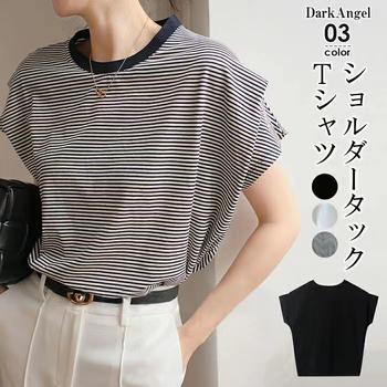 ショルダータックTシャツ レディース半袖【ネコポス可】|Tシャツ・カットソー|トップス