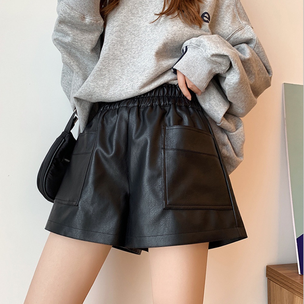 超特価SALE開催！ レザー ショートパンツ レディース ウエストゴム フェイクレザー レディースウェア