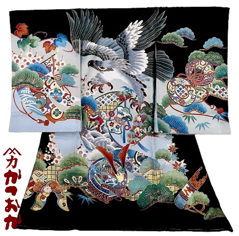 正絹　お宮参り.七五三　黒地 松に鷹兜 10_000000000308.jpg?1756519064