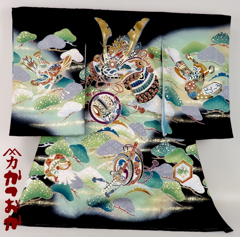 (ふがし)#8-046 (保管品) 正絹 男児 お宮参り きもの ふがし)#8-046 (保管品) 正絹 男児 お宮参り きもの 8-046 (保管