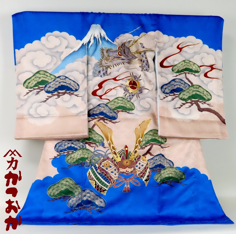 お宮参り 産着 押し込ん のしめ 男児 正絹 豪華絢爛 金刺繍 白地 兜  