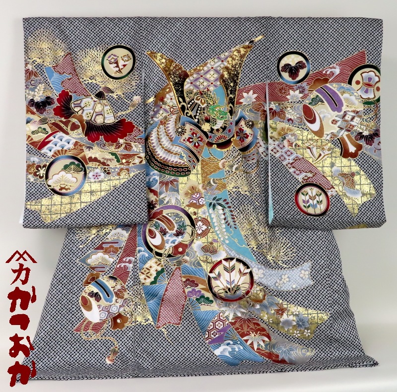 #133 (保管品) 正絹 男児 お宮参り きもの　宝船に打出の小槌 133 (保管品) 正絹 男児 お宮参り きもの宝船に打出の小槌