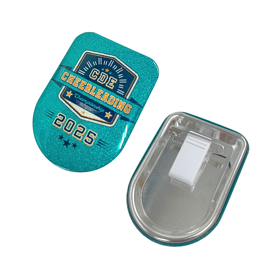 CDE Cheerleading Championship 2025大会記念U形ラメ缶バッジ | CDE