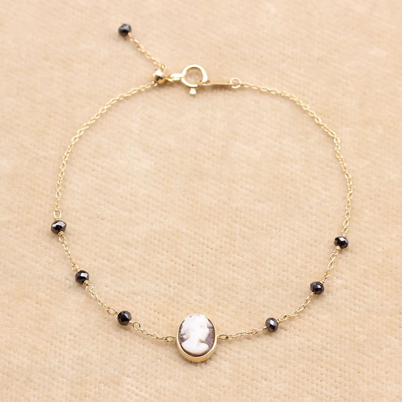 カメオブレスレットBL-01サードニクスシェル/ブラックダイヤ | ジェイ  