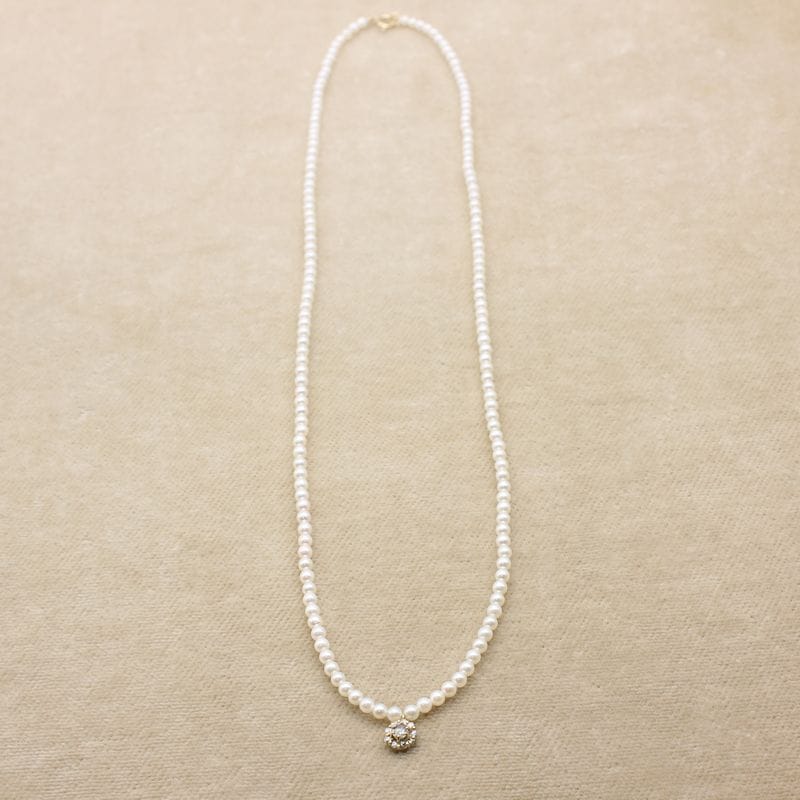 マリーゴールドネックレス N-04ローズカットダイヤ/アコヤベビーパール