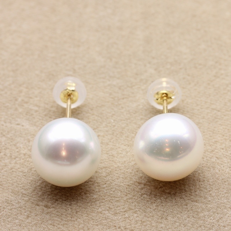 南洋真珠ピアス 南洋真珠×淡水パール ツインパールピアス 18金ホワイトゴールド