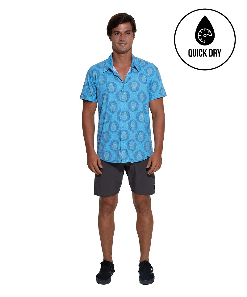 水陸両用 メンズ ラッシュ シャツ】MTQSKM-PC 柄:SKULL MANDALA | MENS 
