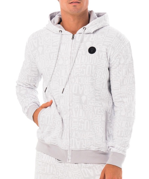 メンズ ジップアップパーカー Mkeemw Cv 柄 Emo White Mens アパレル 69slam ロックスラム 日本代理店 メンズ レディース