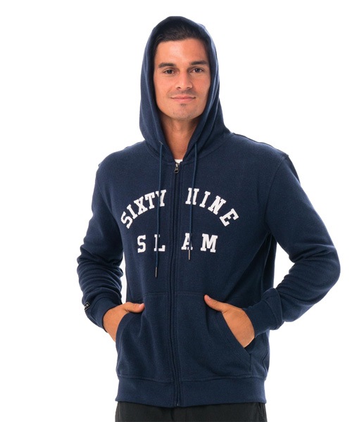 メンズ ジップアップパーカー Mkunvs Cv 柄 Navy Suede Mens アパレル 69slam ロックスラム 日本代理店 メンズ レディース