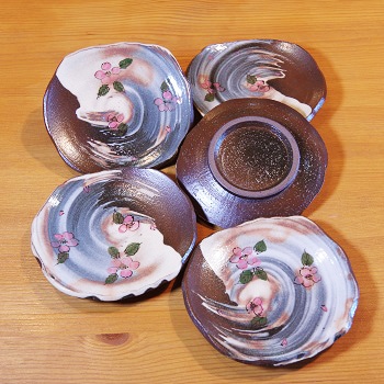 萩焼 陶華山窯 銘々皿5客揃 （松尾優子作） なら 全国の焼き物や