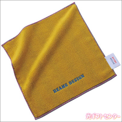 BEAMS DESIGN リバースストライプ タオルハンカチ イエロー 51