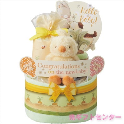 くまちゃんおむつケーキ 女の子 バルーン 出産祝い オムツケーキ