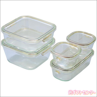 iwaki イワキ パック＆レンジ 角型 5点セット ブラウン PSC