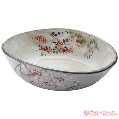 清水焼 桜・萩・葛 楕円鉢 KMG-042 なら 全国の焼き物や陶磁器ギフト 