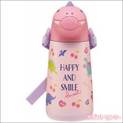 ダイカットステンレスストローボトル（４００ｍｌ）　ハッピースマイル　SSH4D