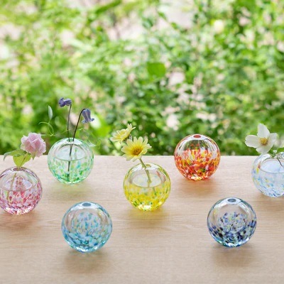 津軽びいどろ にほんの色 ふうけい 一輪挿し 紫陽花