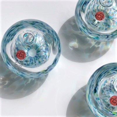 津軽びいどろ にほんの色 ふうけい 一輪挿し 紫陽花