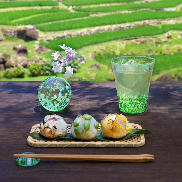 津軽びいどろ にほんの色 ふうけい 一輪挿し 夏の田園