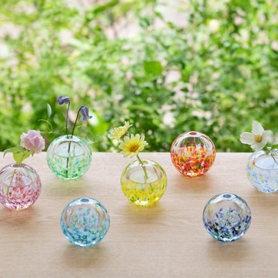 津軽びいどろ にほんの色 ふうけい 一輪挿し 雪の灯