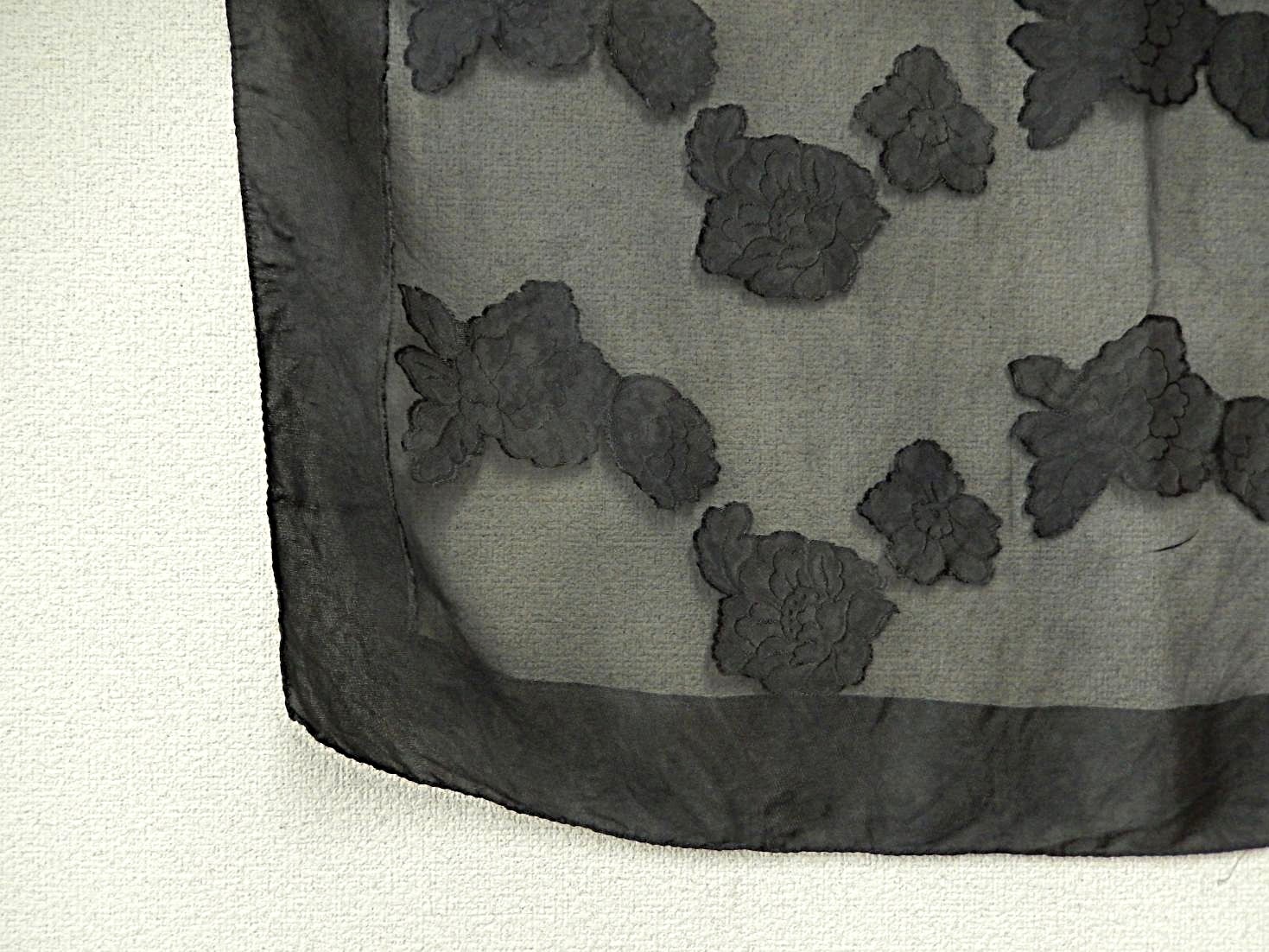 絹100% 花柄カットジャガードスカーフ　約90×90㎝　5枚