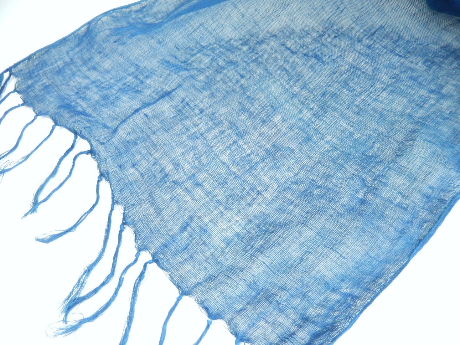 麻100% 薄手ストール房付　約35×160㎝＋房　1枚