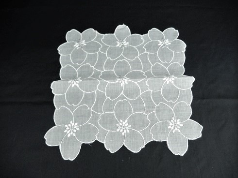 綿100％ローン刺繍プチハンカチ　さくら　24×24cm　10枚