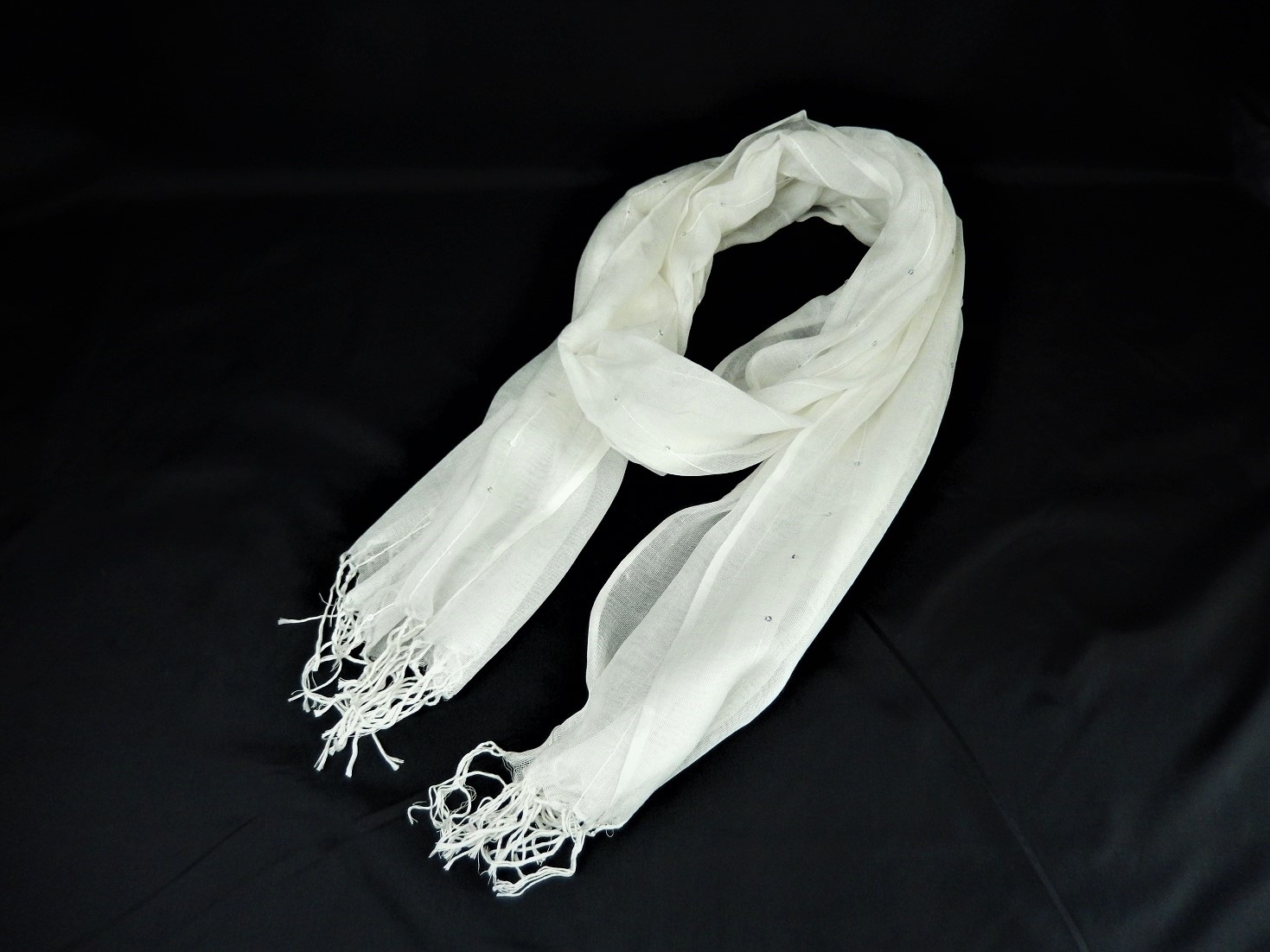 レーヨン100％スパンコール付ストール　約50×170cm+房　1枚