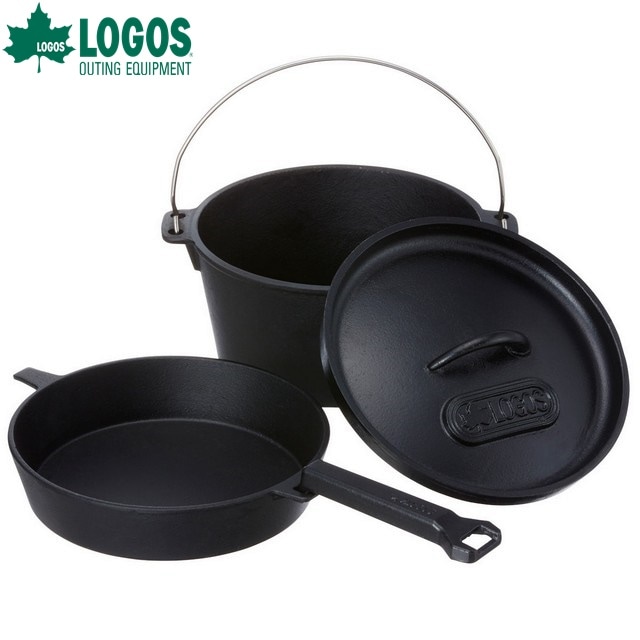 LOGOS/ロゴス ダッチオーブン＆スキレット・9inch(バッグ付き)シーズニング不要のダッチオーブンとスキレットのセット