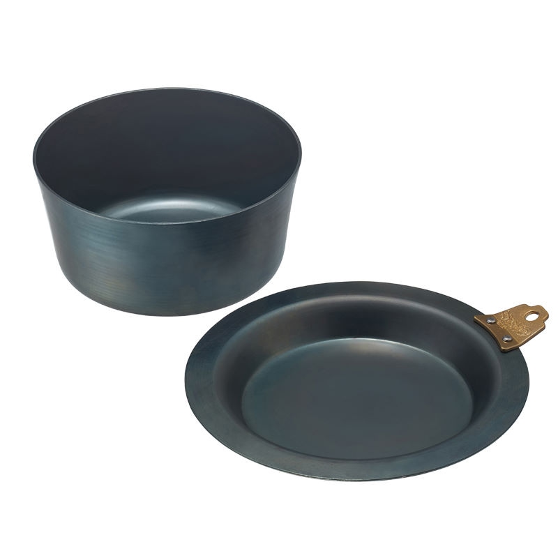 LOGOS/ロゴス 鉄の職人 スタックダッチポットMサイズ フライパン、オーブン皿、食器として使えるプレートフタ付き こだわりのヘラ絞り加工の鉄鍋