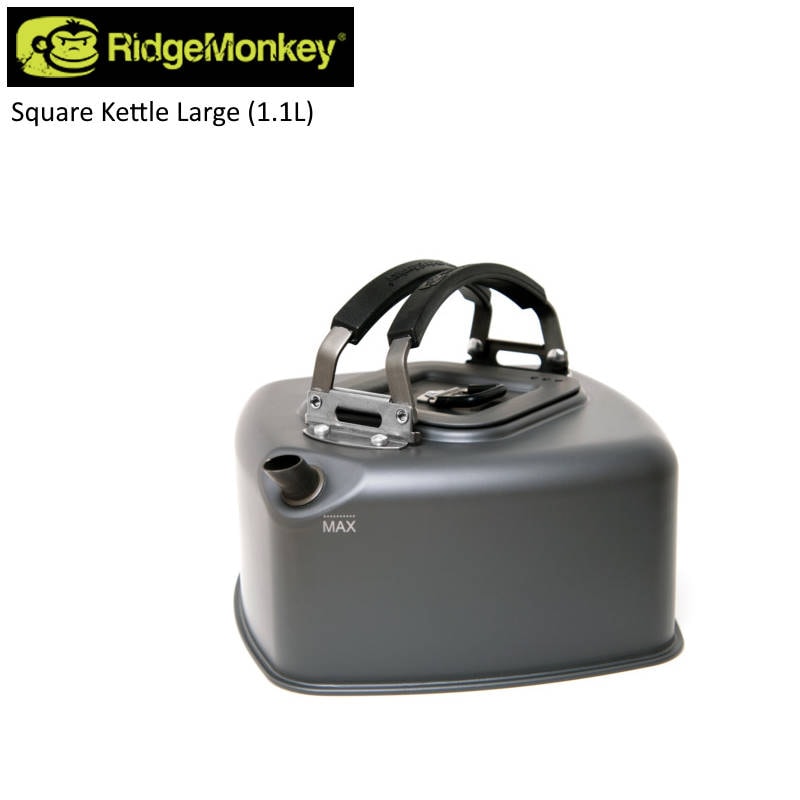 RidgeMonkey/リッジモンキー スクエアケトルラージ(1.1L) 1100mlのスクエア型のおしゃれなケトル やかん ソロキャンプや車中泊などサイズもコンパクト