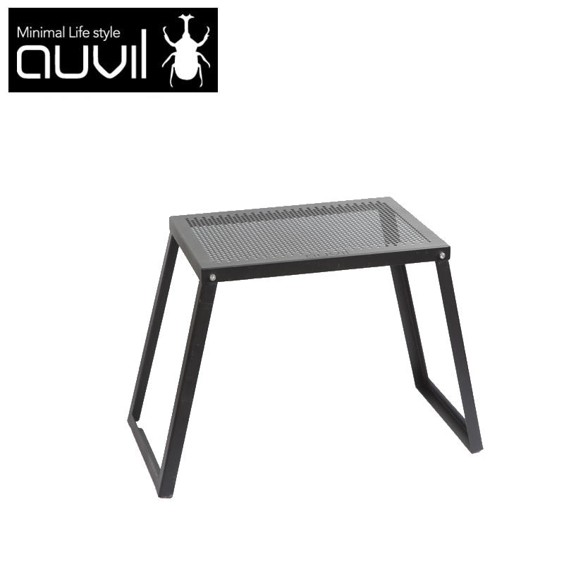 auvil/オーヴィル ミニロングテーブル アウトドアテーブル 折れ脚テーブルはブラックアイアンテーブル 別売りパーツで連結やアレンジが可能 AVL-MNLT-001