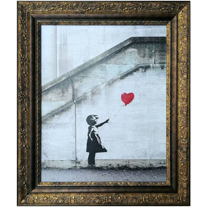  Banksy/バンクシー Love is in the Bin ガールウィズバルーン アート パネル 壁掛けアート 近代アート 木製フレーム ウォールアート インテリア
