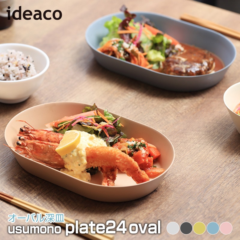  ideaco/イデアコ usumono plate24oval ウスモノ プレート24オーバル 幅24cmの楕円形のプレート皿 カレー皿やパスタ、ワンプレート皿にぴったりサイズ