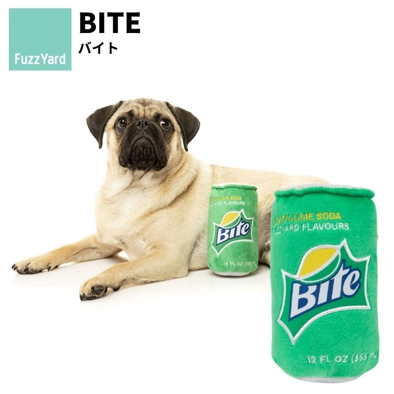 FuzzYard/ファズヤード Bite バイト 犬猫用おもちゃ オーストラリア発パロディグッズ プラッシュトイ 缶ジュース型 洗濯丸洗い可能 ノンアレルゲン加工