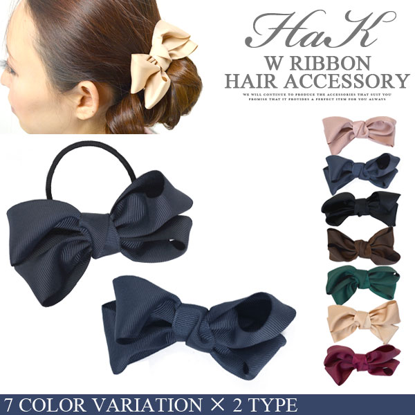 サイドステッチ ダブルリボン ベビーヘアクリップ ヘアピン ヘアゴム 髪飾り 426360-2.jpg
