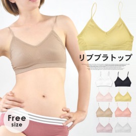 ブラトップ リブ カップ付き 背中あき バックオープン レディース インナー ブラジャー パッド入り 【送料pt100】|sports_bra|inner