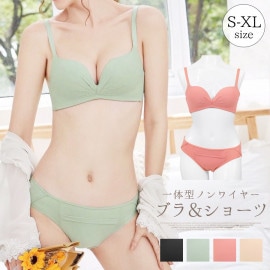 ブラジャー ショーツ セット 上下セット 下着 インナー レディース ノンワイヤー 一体型 シームレス 【送料pt100】|lingerie_bra|inner