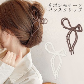 バンスクリップ リボンモチーフ ヘアクリップ ヘアアクセサリー マット メタル 髪留め 髪飾り 【送料pt100】|ヘアクリップ|ヘアアクセサリー