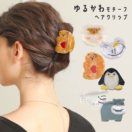 ヘアクリップ バンスクリップ アニマル 動物 ゆるかわ アセテート アセチ マーブル くま ひつじ 【送料pt100】|ヘアクリップ|ヘアアクセサリー
