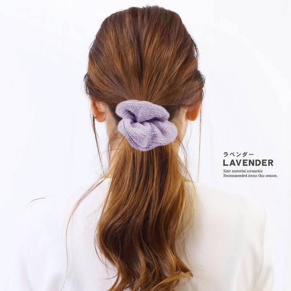 シュシュ ニット 大きめ ボリューム ヘアアクセサリー シンプル 大人