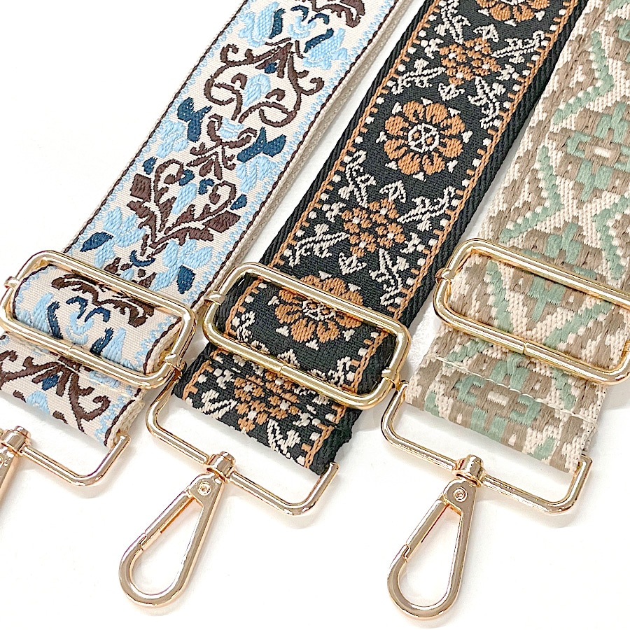 ショルダーベルト 幅広 刺繍 太め 編み込み ショルダーストラップ 単品