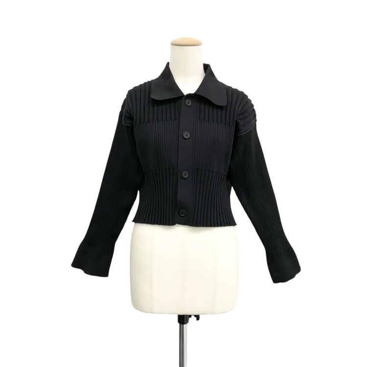 CFCL シーエフシーエル FLUTED CROPPED SHIRT CARDIGAN フル―テッドカーディガン ブラック 1 CF006KE013