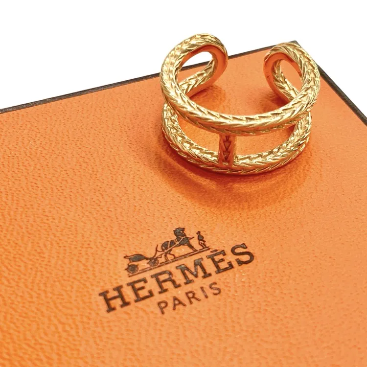 HERMES エルメス シェーヌダンクル ダナエリング K18YG ゴールド 55 H222621B 00055