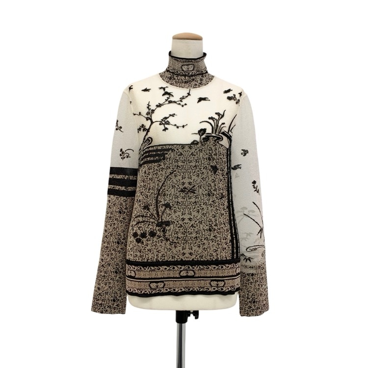 Mame Kurogouchi マメクロゴウチ Nature Pattern Sheer Knitted High Neck Top トップス カットソー