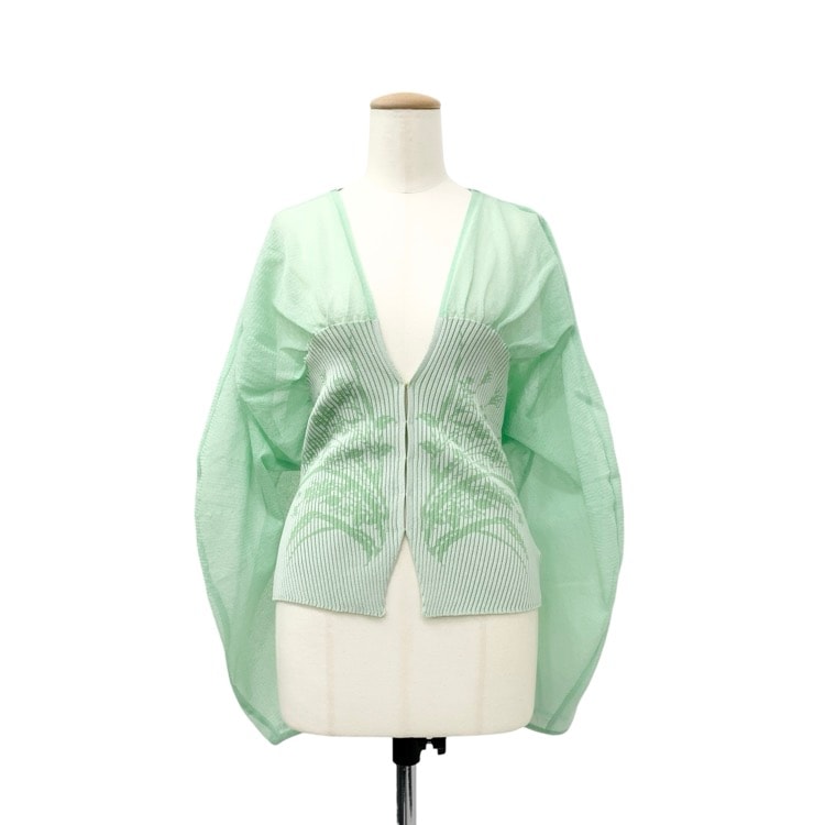 Mame Kurogouchi マメクロゴウチ Sheer Rounded Sleeve Knitted Cardigan シアーカーディガン MM25SS-KN066