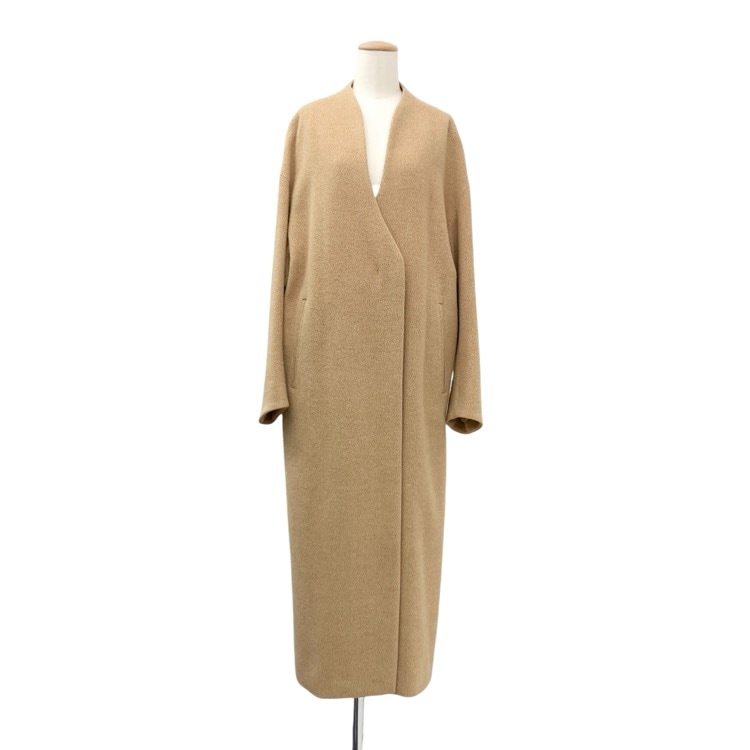 Mame Kurogouchi マメクロゴウチ Mosser Wool Cashmere Collarless Coat カシミヤ混コート 2 MM21FW-CO031