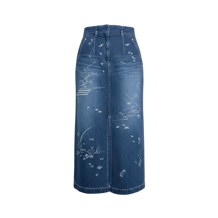 Mame Kurogouchi マメクロゴウチ Nature Pattern Jacquard Denim Skirt 花鳥デニムスカート 3 MM25SS-SK059