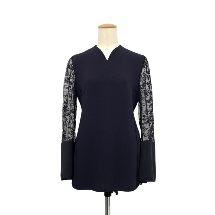 Mame Kurogouchi マメクロゴウチ Acetate Polyester Floral Lace-Sleeve Shirt ブラウス MM24FW-SH004